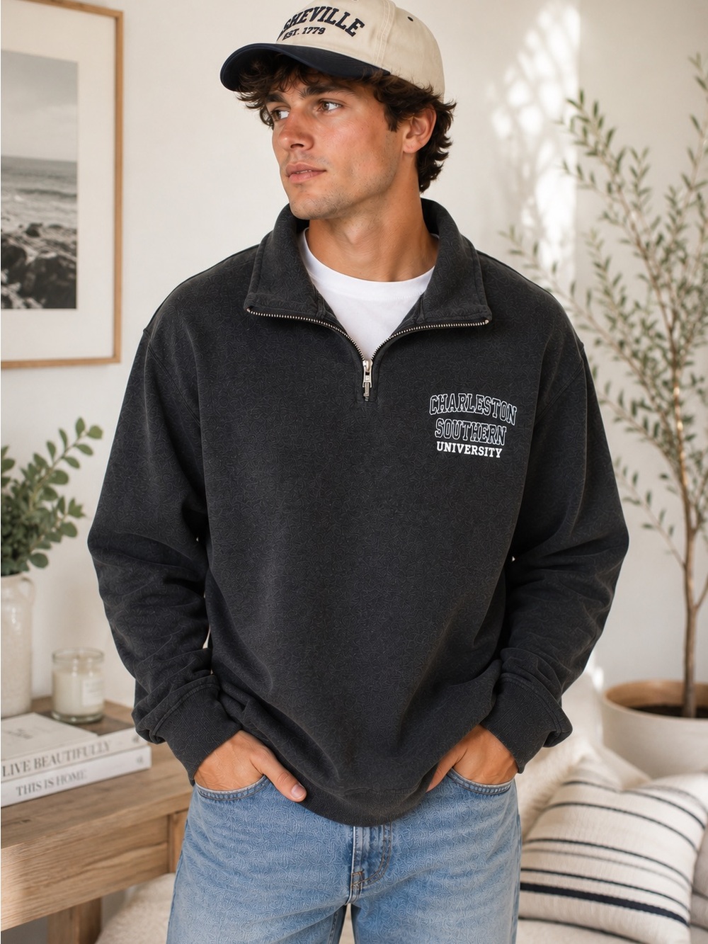 Charcoal Quarter-Zip Charleston Southern University Pullover Sweatshirt XL - Picture 6 of 6